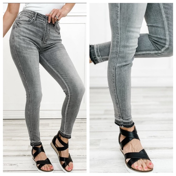 Judy Blue Denim - NWT Judy Blue | Grey High Waist Tummy Control Release Hem Skinny Jeans 13